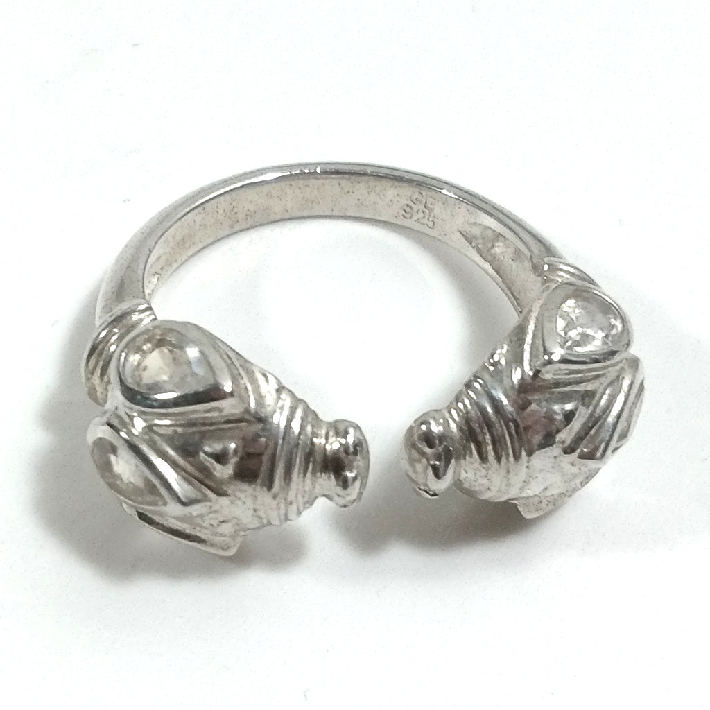 Anello contrariè in argento 925 con pietra - AMELIA