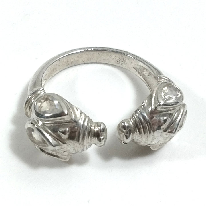 Anello contrariè in argento 925 con pietra - AMELIA