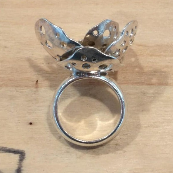 Anello argento fiore