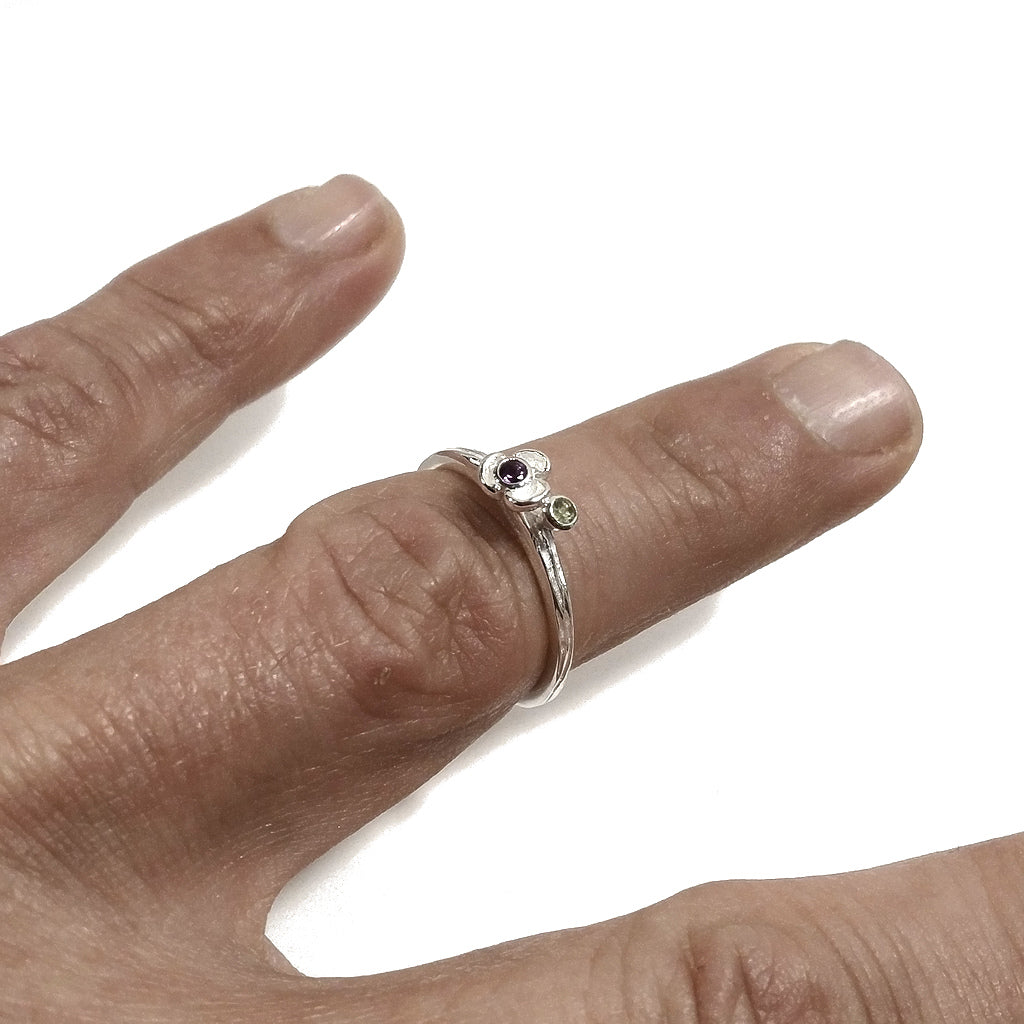 Anello in argento 925 a forma di FIORI con pietra | argento artigianale