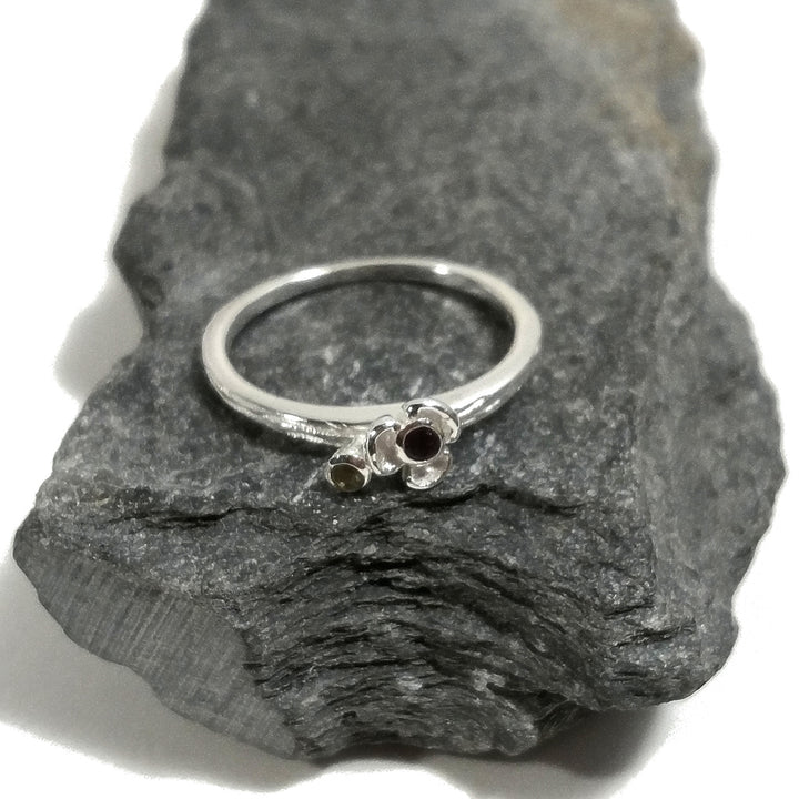 Anello in argento 925 a forma di FIORI con pietra | argento artigianale