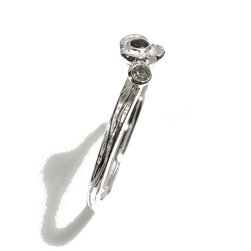 Anello in argento 925 a forma di FIORI con pietra | argento artigianale