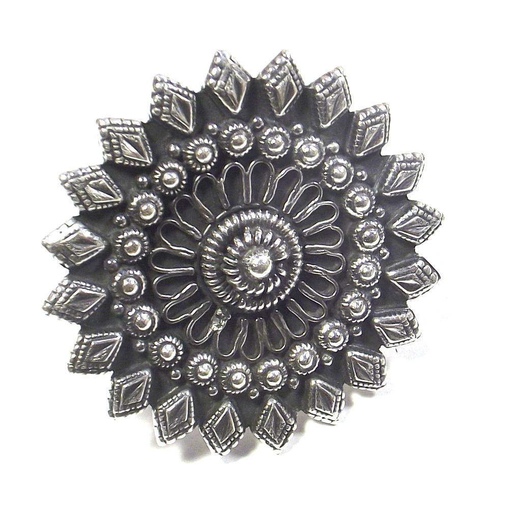 Anello etnico grande in argento a FIORE del deserto
