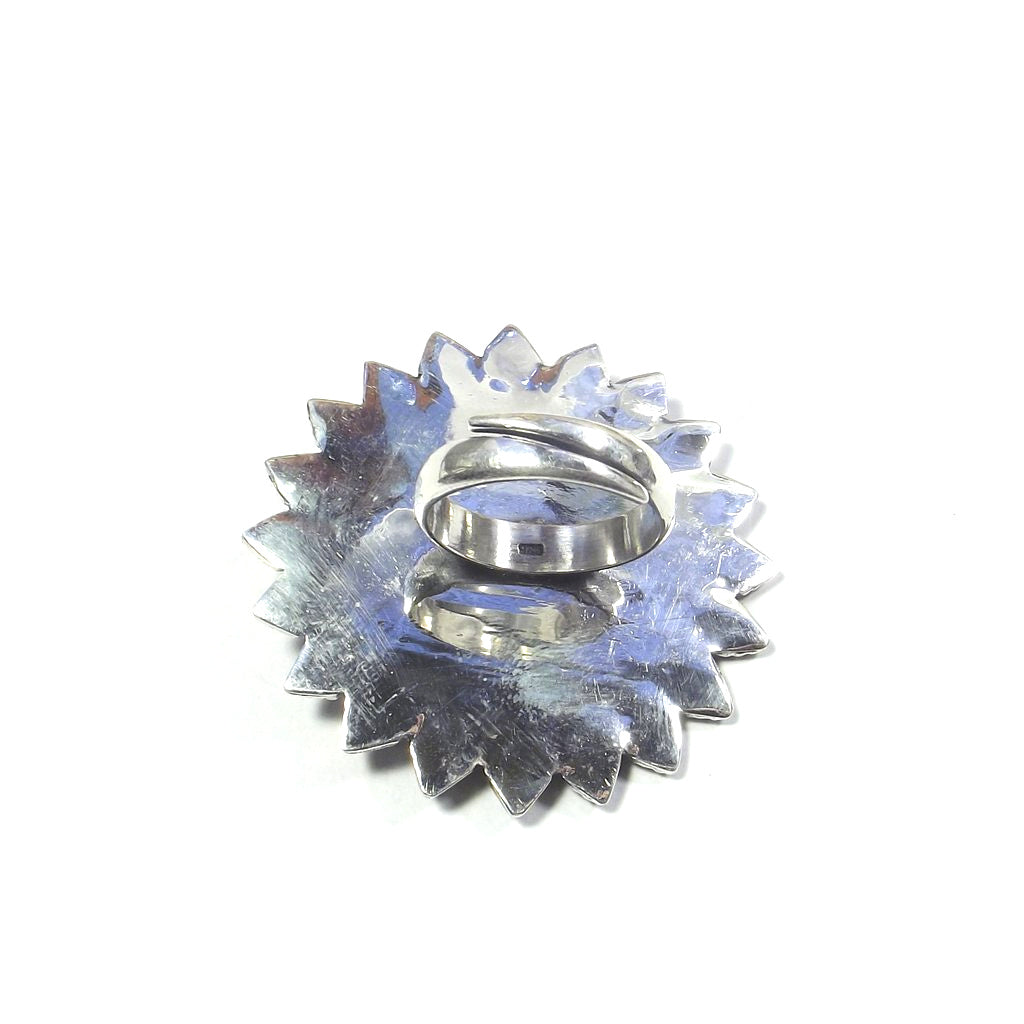 Large ETHNIC desert FLOWER silver ring