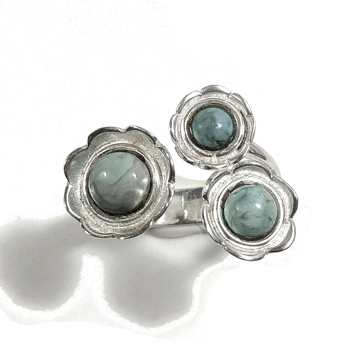 FIORE ring with 925 silver stone with Labradorite
