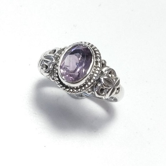 ANELLO artigianale in argento 925 con Labradotite , Granato , Ametista | GIOIELLI CON PIETRE
