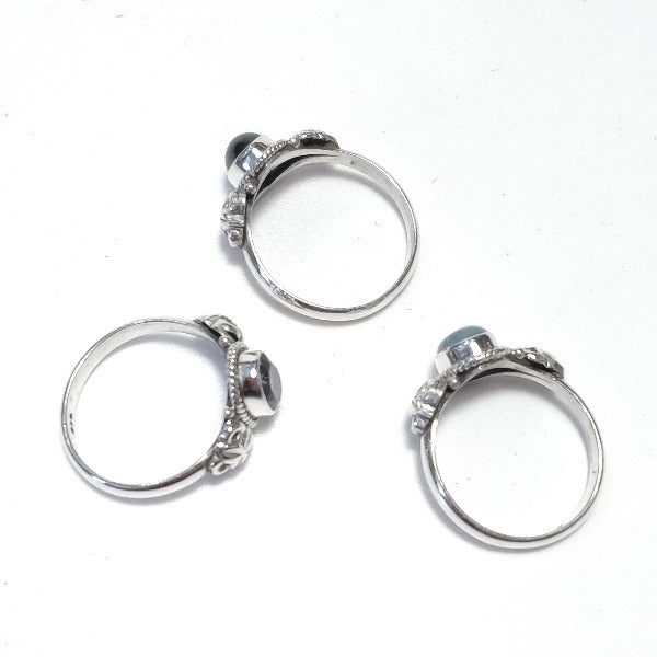 ANELLO artigianale in argento 925 con Labradotite , Granato , Ametista | GIOIELLI CON PIETRE