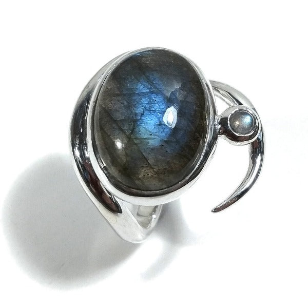 ANELLO artigianale in argento 925 con Labradorite | Gioielli contemporanei