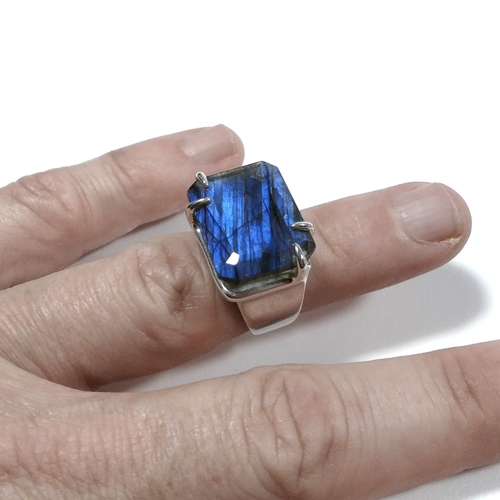 Anello con pietra in argento 925 ANELLO artigianale Labradorite | GIOIELLI IN ARGENTO