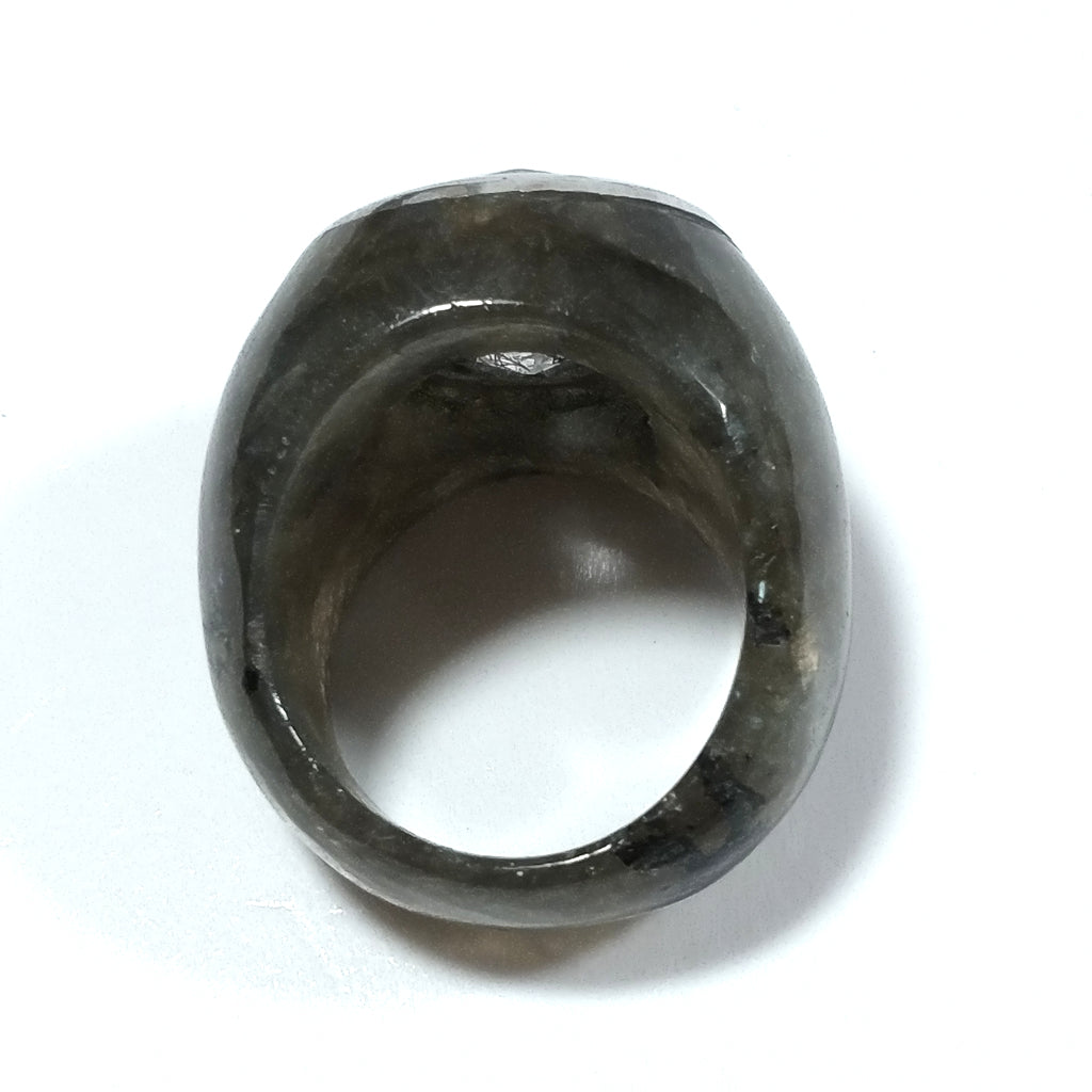 Anello con pietra in argento antico con Labradorite Quarzo rutilato