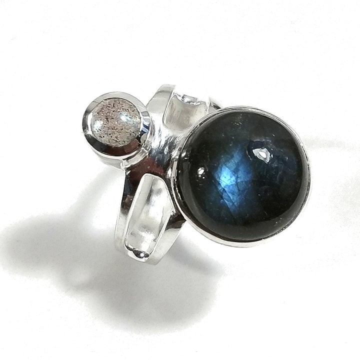 ANELLO artigianale in argento 925 con Perla - Granato | Gioielli in argento | Labradorite