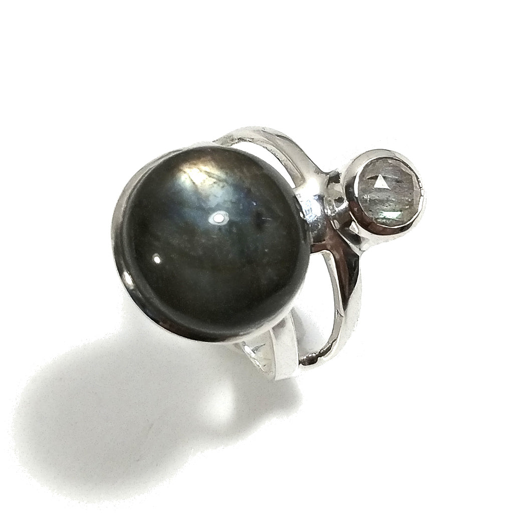 ANELLO artigianale in argento 925 con Perla - Granato | Gioielli in argento | Labradorite