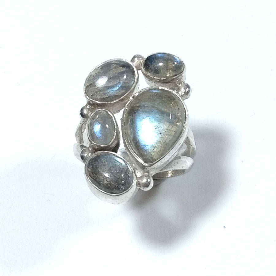 Anello con pietra in argento 925 ANELLO artigianale Labradorite | GIOIELLI IN ARGENTO