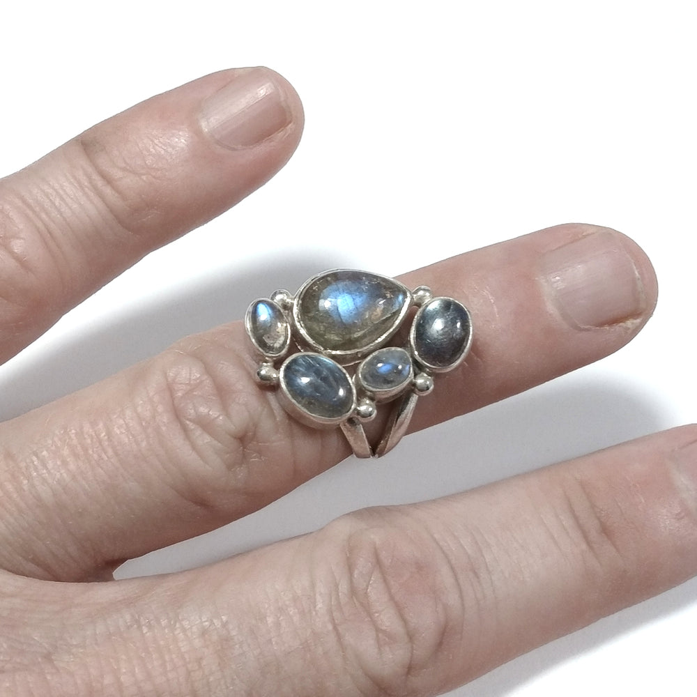 Anello con pietra in argento 925 ANELLO artigianale Labradorite | GIOIELLI IN ARGENTO