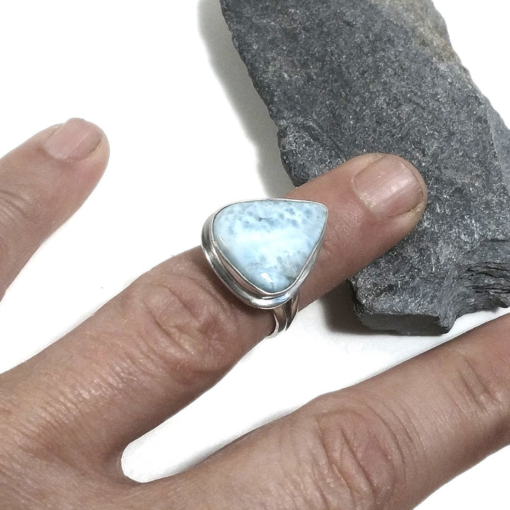 Anello fascia in argento 925 ANELLO artigianale con Larimar | ANELLI ARGENTO