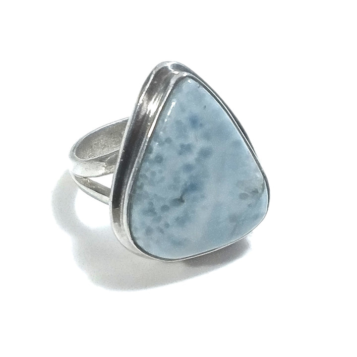 Anello fascia in argento 925 ANELLO artigianale con Larimar | ANELLI ARGENTO
