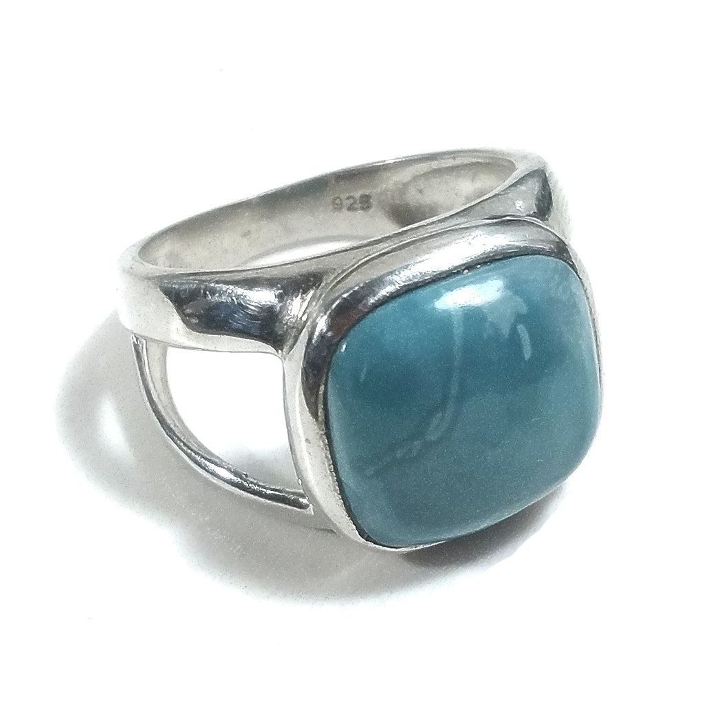 Anello fascia in argento 925 ANELLO artigianale con Larimar | ANELLI ARGENTO