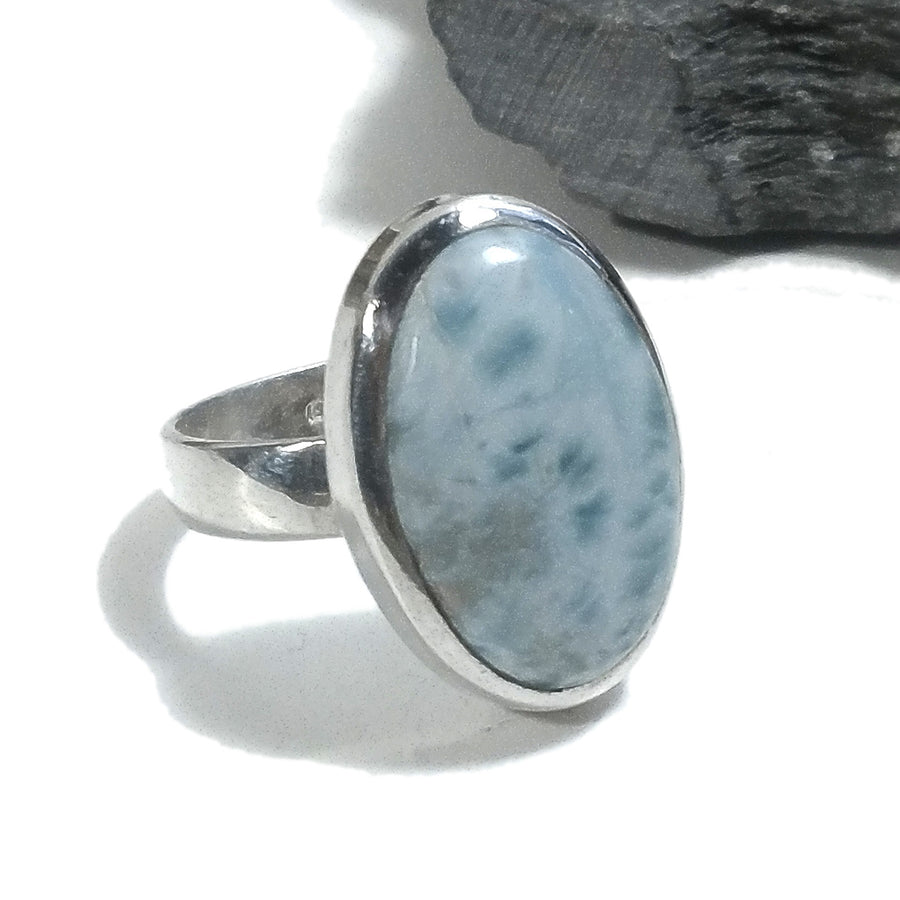 Anello fascia in argento 925 ANELLO artigianale con Larimar | ANELLI ARGENTO