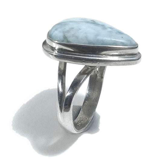 Anello fascia in argento 925 ANELLO artigianale con Larimar | ANELLI ARGENTO