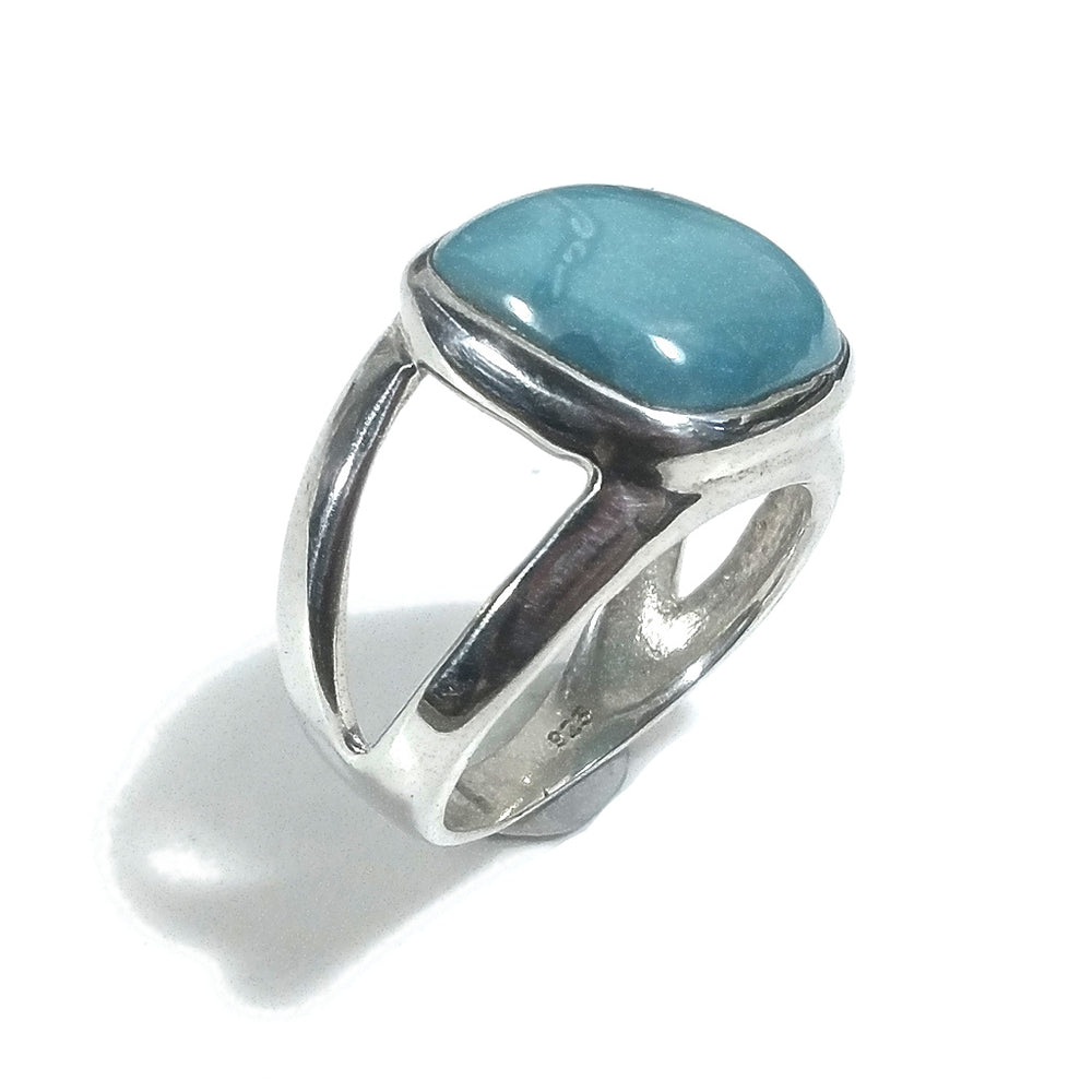 Anello fascia in argento 925 ANELLO artigianale con Larimar | ANELLI ARGENTO