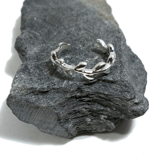 Anello in argento 925 a forma di fascia foglie di alloro| argento sovrapponibile