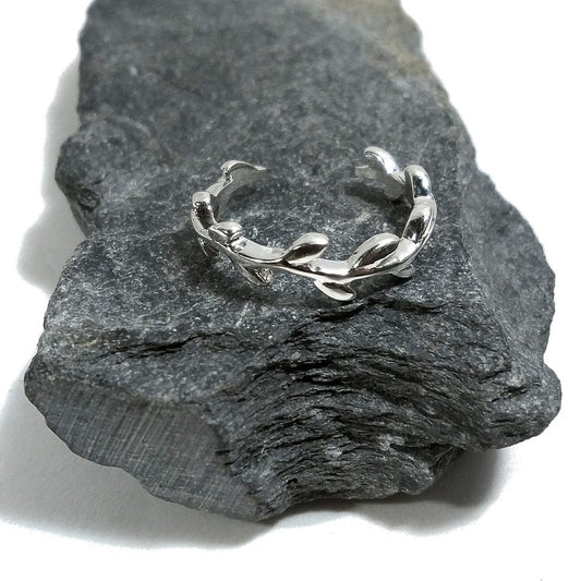 Anello in argento 925 a forma di fascia foglie di alloro| argento sovrapponibile