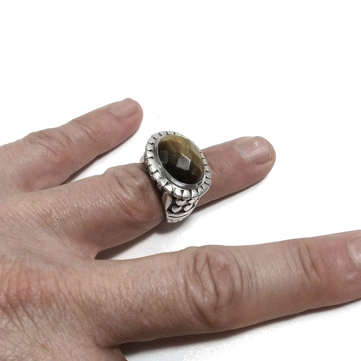 ANELLO etnico in argento 925 con Occhio di tigre | Gioielli etnici | Cuore