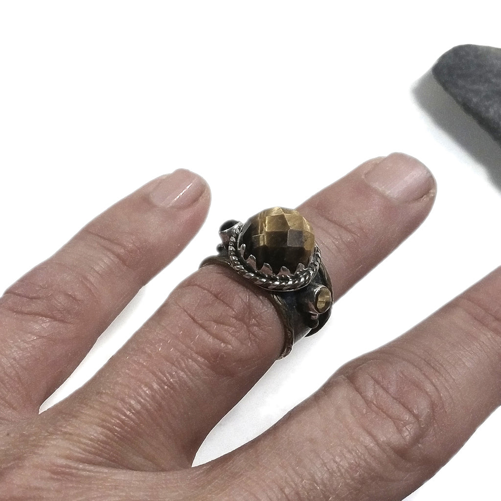 Anello fascia in argento 925 ANELLO artigianale Occhio di Tigre | ANELLI ARGENTO