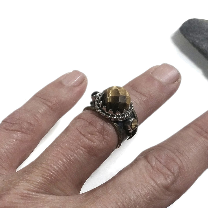 Anello fascia in argento 925 ANELLO artigianale Occhio di Tigre | ANELLI ARGENTO