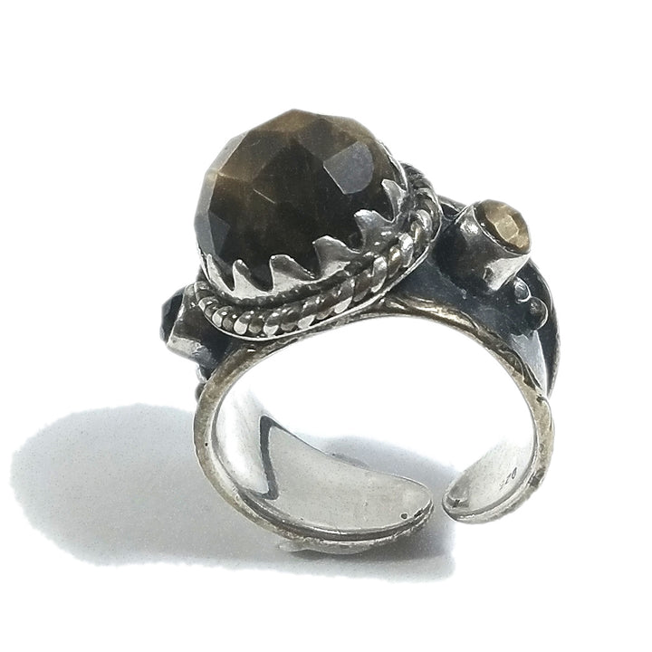 Anello fascia in argento 925 ANELLO artigianale Occhio di Tigre | ANELLI ARGENTO