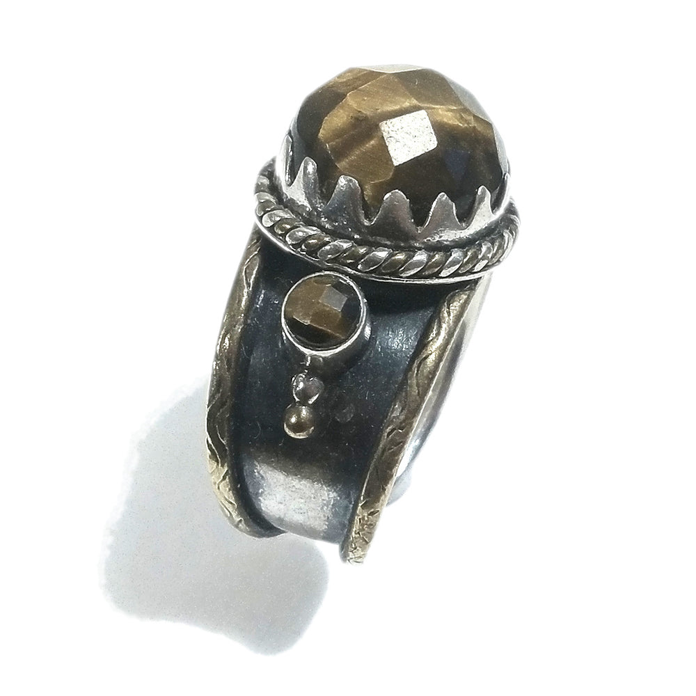 Anello fascia in argento 925 ANELLO artigianale Occhio di Tigre | ANELLI ARGENTO