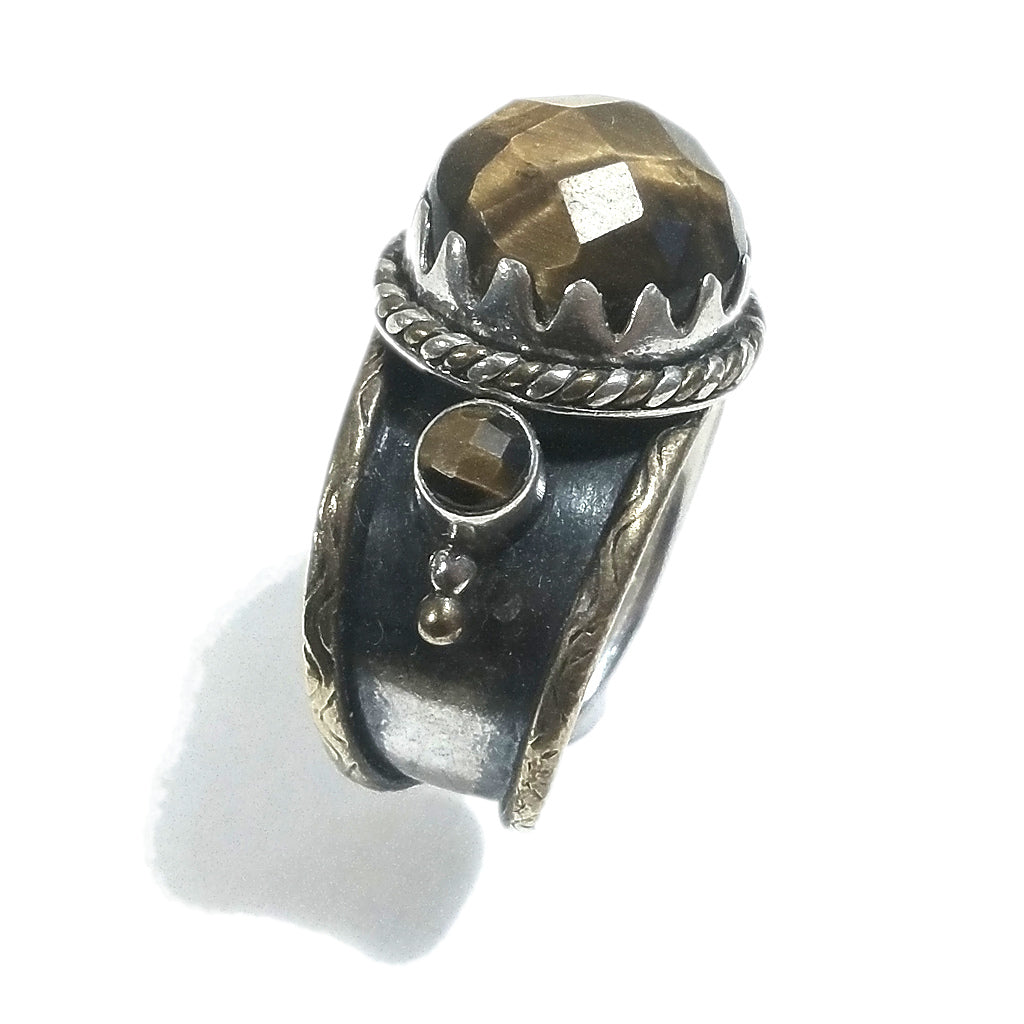 Anello fascia in argento 925 ANELLO artigianale Occhio di Tigre | ANELLI ARGENTO