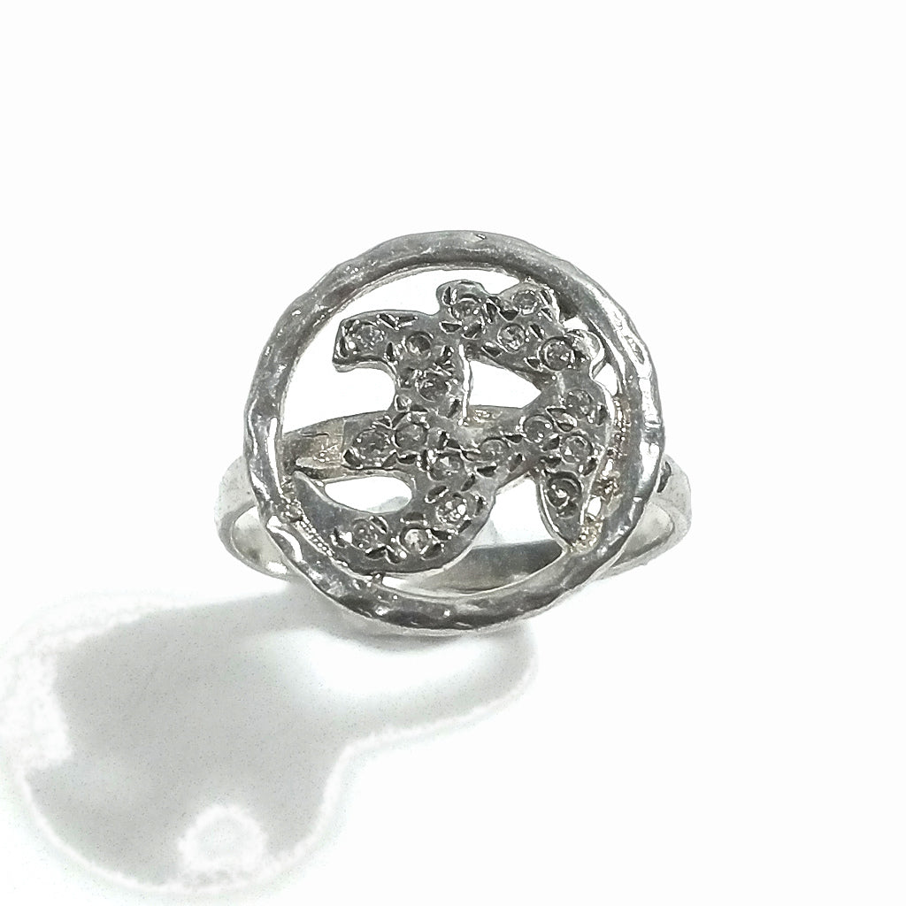 Anello fascia in argento 925 ANELLO etnico OM AUM | Zirconia | ANELLI ARGENTO