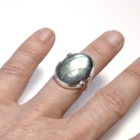 ANELLO artigianale in argento 925 con Labradorite | GIOIELLI CON PIETRE