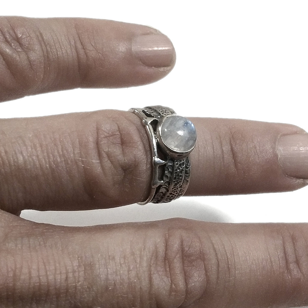 Anello fascia in argento 925 ANELLO artigianale Pietra di luna | ANELLI ARGENTO