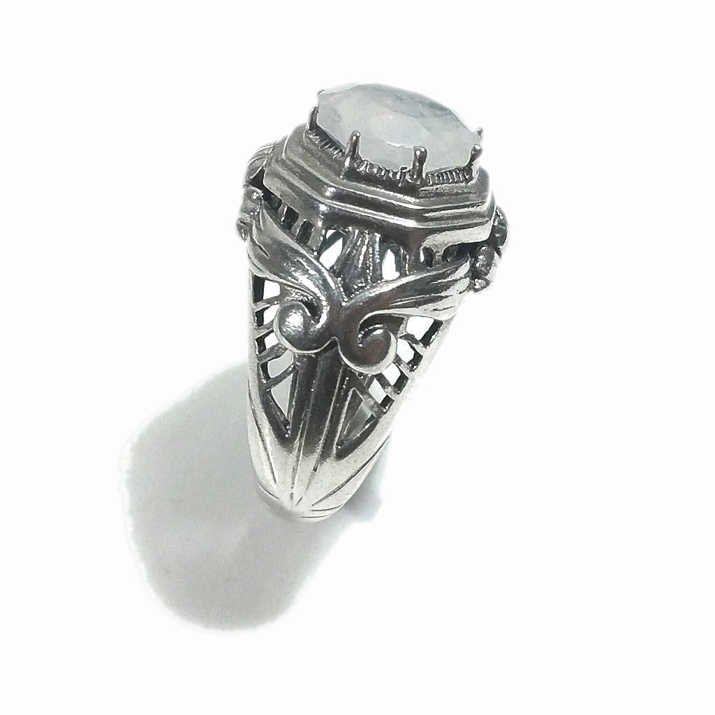 Anello fascia in argento 925 ANELLO artigianale Pietra di luna | ANELLI ARGENTO