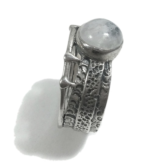 Anello fascia in argento 925 ANELLO artigianale Pietra di luna | ANELLI ARGENTO
