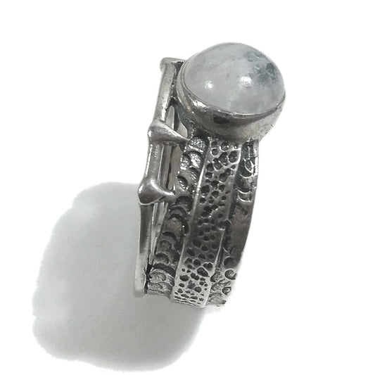 Anello fascia in argento 925 ANELLO artigianale Pietra di luna | ANELLI ARGENTO