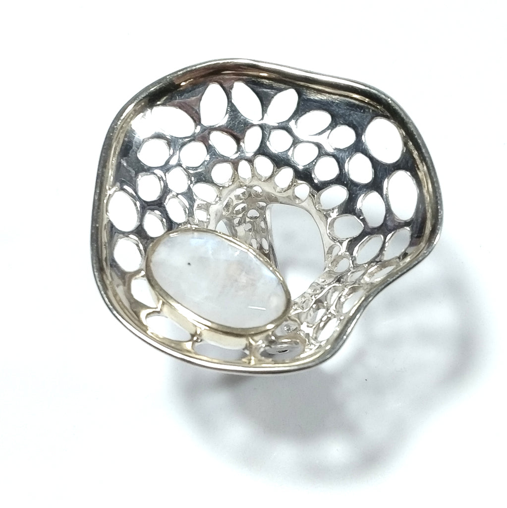 Anello con pietra in argento 925 ANELLO artigianale Pietra di Luna | GIOIELLI IN ARGENTO