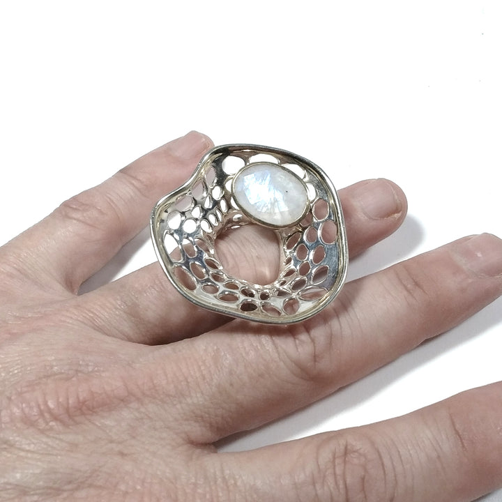 Anello con pietra in argento 925 ANELLO artigianale Pietra di Luna | GIOIELLI IN ARGENTO