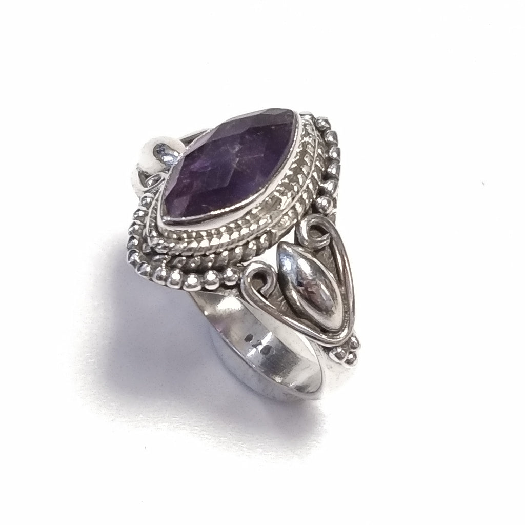 ANELLO artigianale in argento 925 con Pietra di Luna , Granato , Ametista | GIOIELLI CON PIETRE
