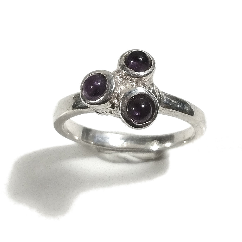 Anello con pietra in argento 925 con Topazio azzurro, Ametista , Quarzo fumè | GIOIELLI IN ARGENTO
