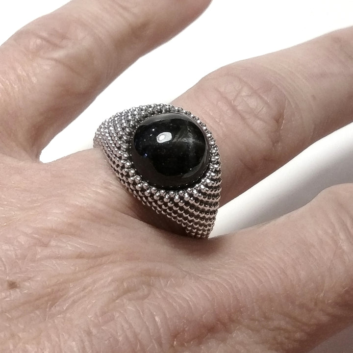 ANELLO artigianale in argento 925 Anello con pietra Black Star | GIOIELLI IN ARGENTO