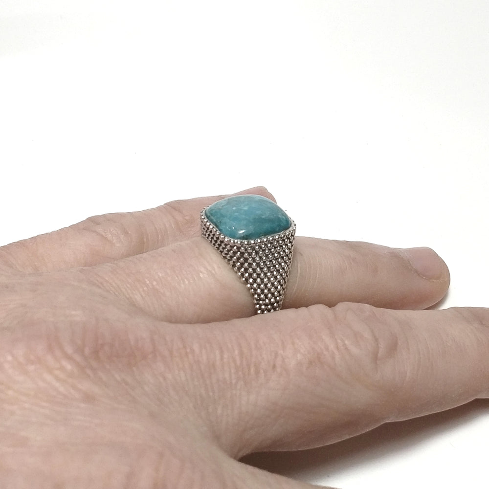 Anello con pietra in argento 925 con Amazzonite | GIOIELLI IN ARGENTO