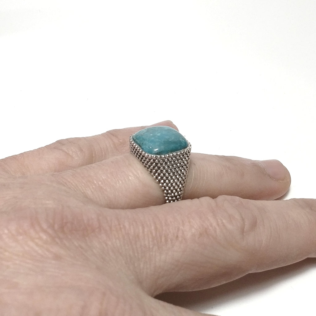 Anello con pietra in argento 925 con Amazzonite | GIOIELLI IN ARGENTO