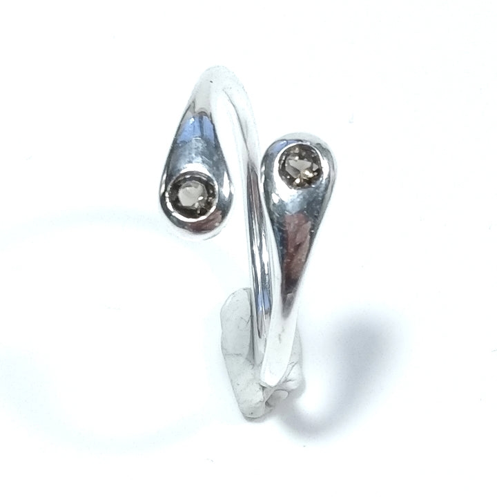 Anello contrariè in argento 925 ANELLO artigianale Quarzo fumè | GIOIELLI IN ARGENTO