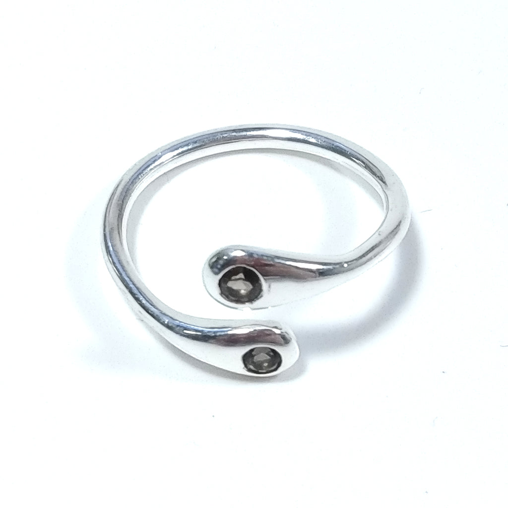 Anello contrariè in argento 925 ANELLO artigianale Quarzo fumè | GIOIELLI IN ARGENTO