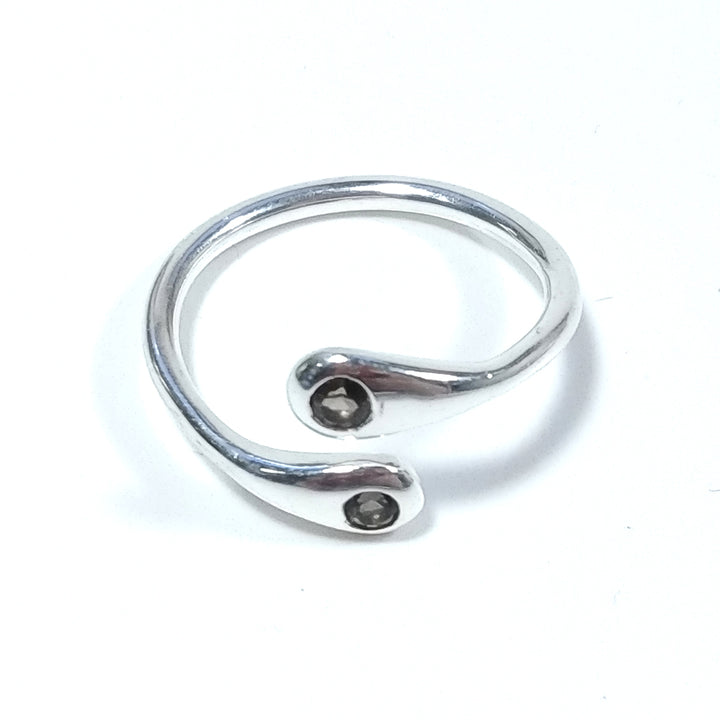 Anello contrariè in argento 925 ANELLO artigianale Quarzo fumè | GIOIELLI IN ARGENTO