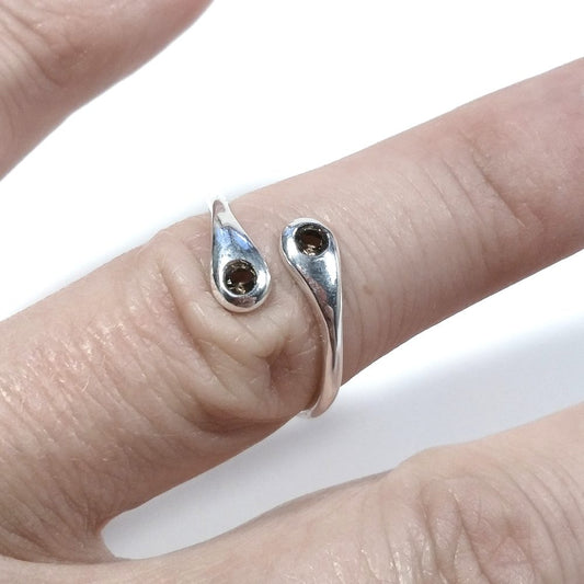 Anello contrariè in argento 925 ANELLO artigianale Quarzo fumè | GIOIELLI IN ARGENTO – immagine2