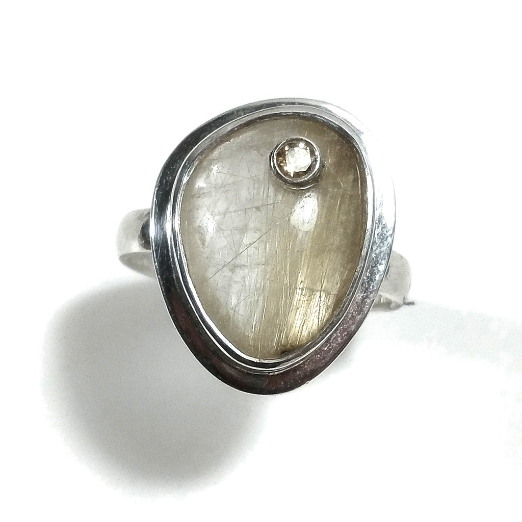 ANELLO artigianale in argento 925 con Quarzo rutilato | Gioielli contemporanei